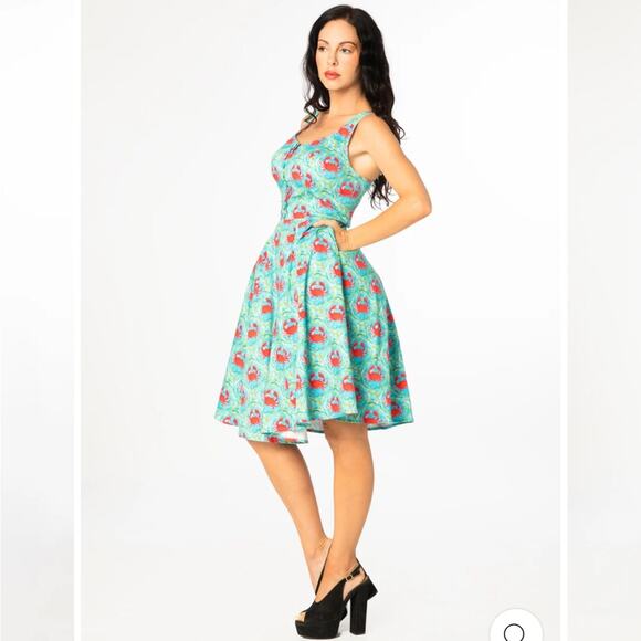 ModCloth miss lulo Heidi crab print dress retro swing vintage inspo rockabilly S - Picture 1 of 11